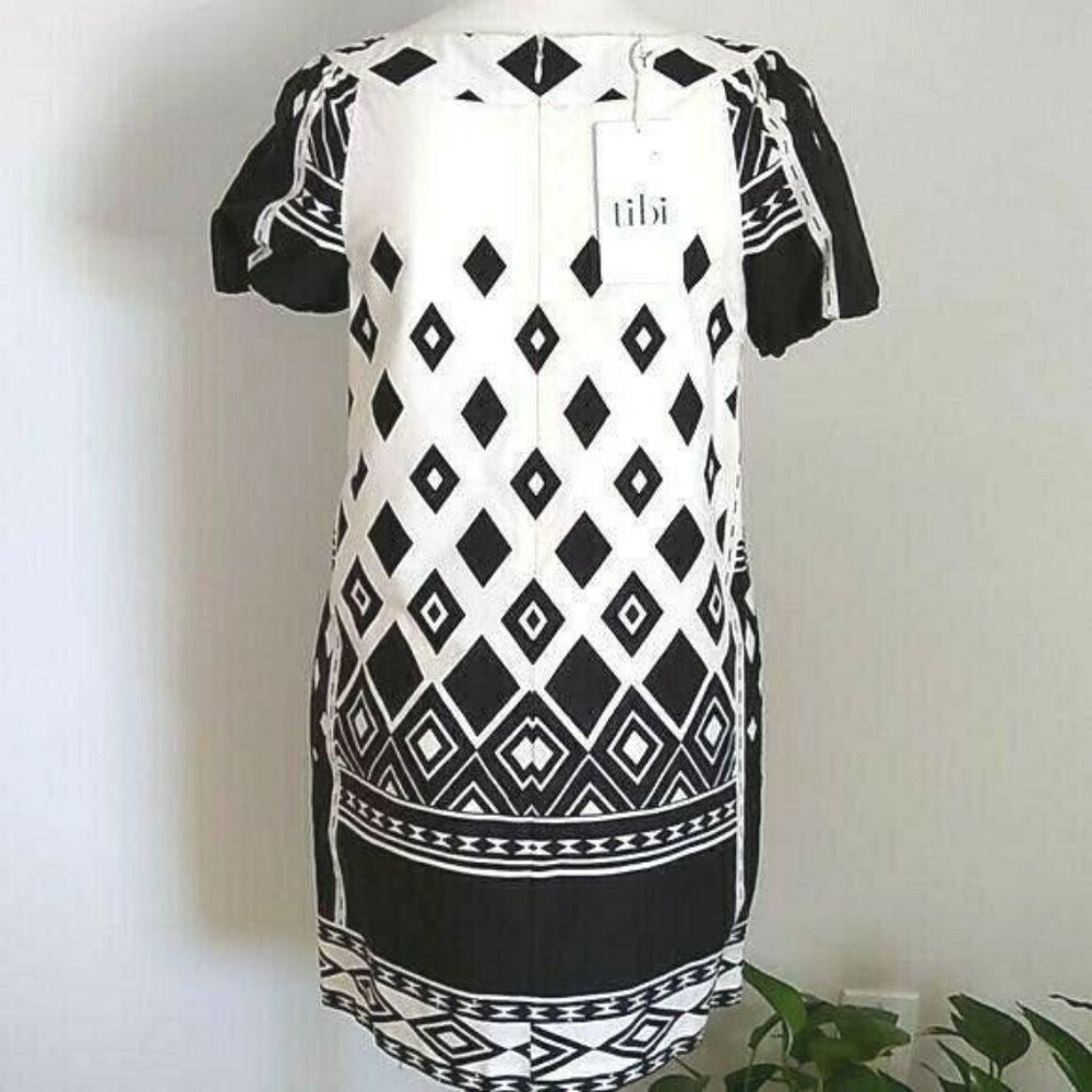 Tibi Dress Shift Black White Side Pockets 6 New - Picture 4 of 7